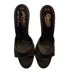 Vintage Lord & Taylor Golo Womens Black Sandal Backless Heels Size 8N